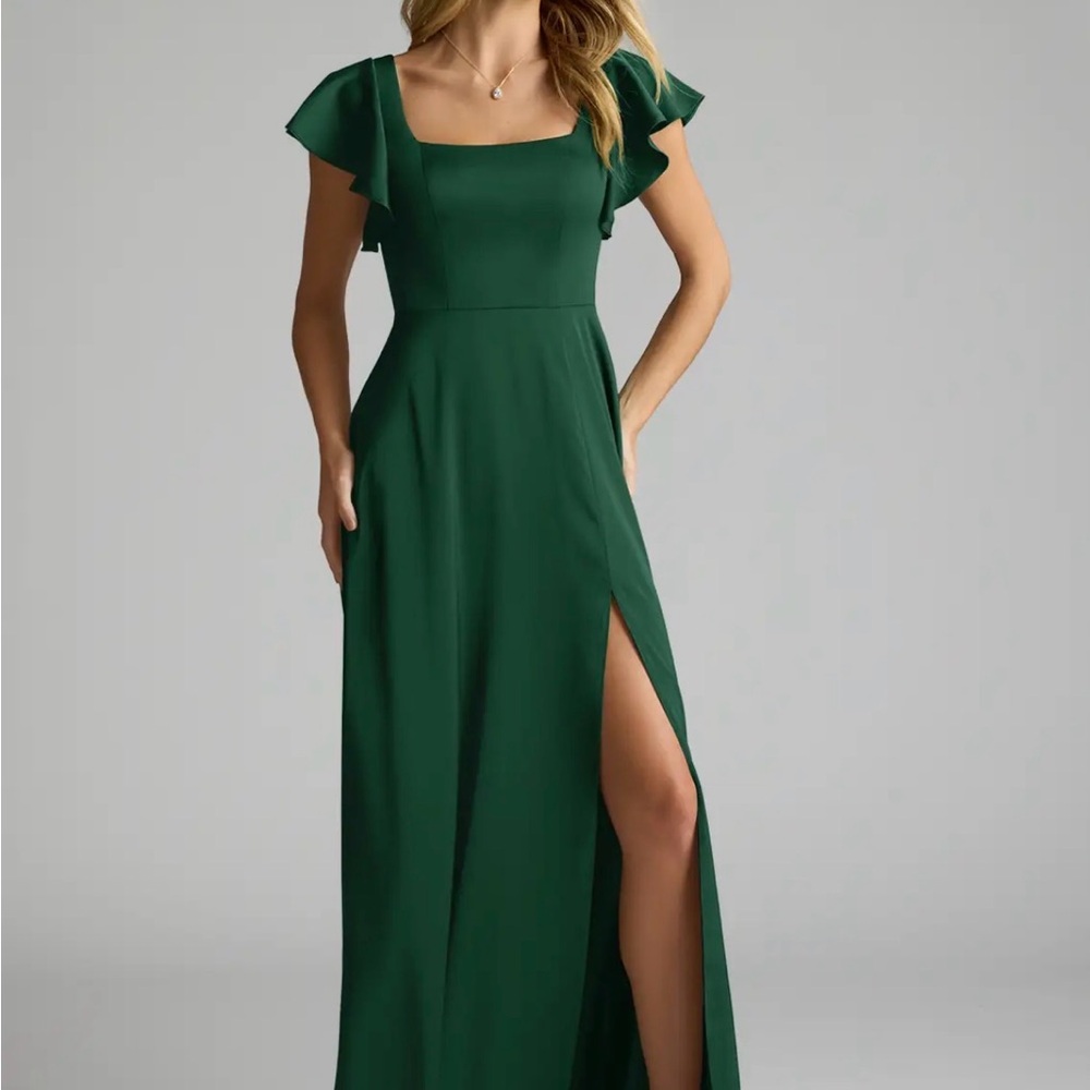 Azazie Bondi - Dark Green - Stretch Satin - A8